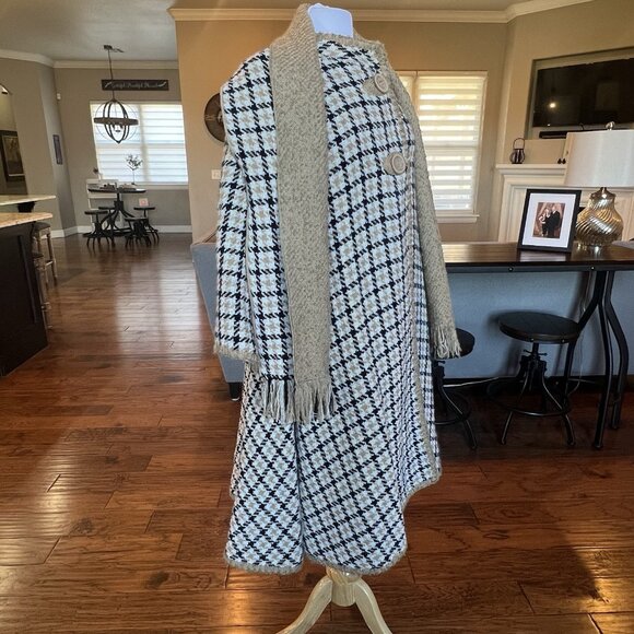 Vtg 60's Cape Reversible Wrap Coat Scarf Jacket Coat One Size S M L XL Check - Picture 10 of 16